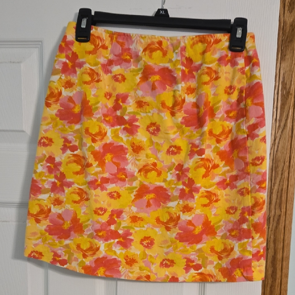Floral Women's Skirt - Yellow and Pink